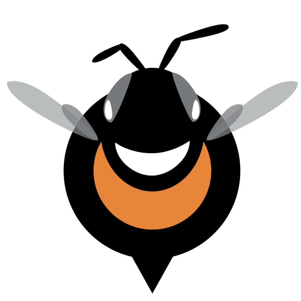 Cartoon illustration of a smiling bee.